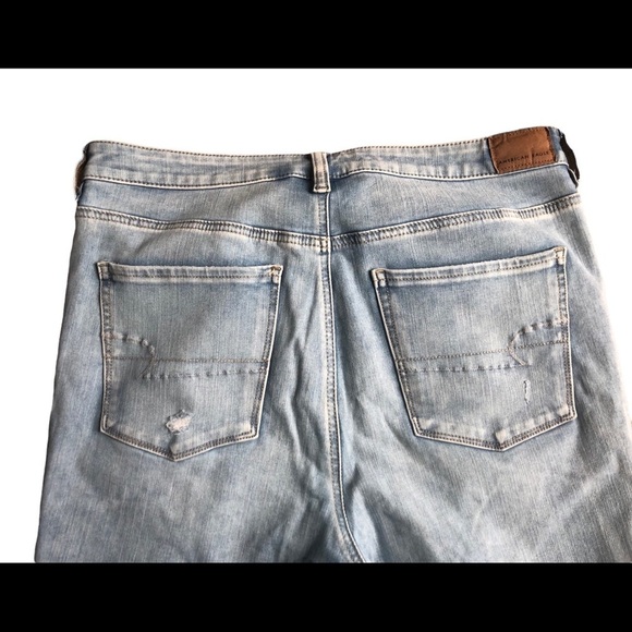 American Eagle Destroyed Highest Rise Jegging Light Wash 360 Stretch 16S - Picture 3 of 6